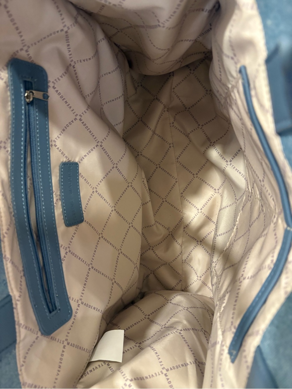 Steve Madden Embroidered Canvas Tote Bag in Dusty Blue - Picture 5 of 6